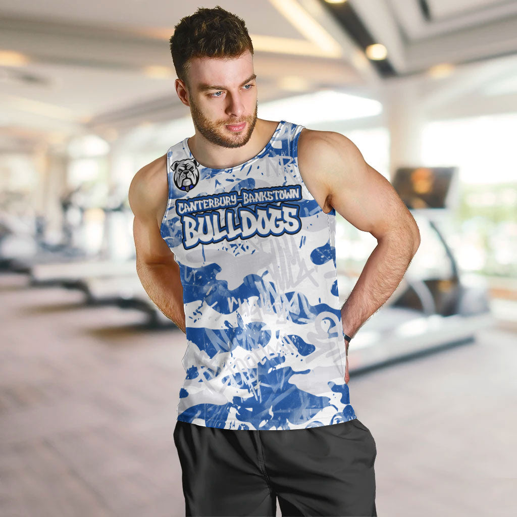 Canterbury-Bankstown Bulldogs Rugby Men Tank Top Graffiti Typography Urban Camo Abstract Street Style