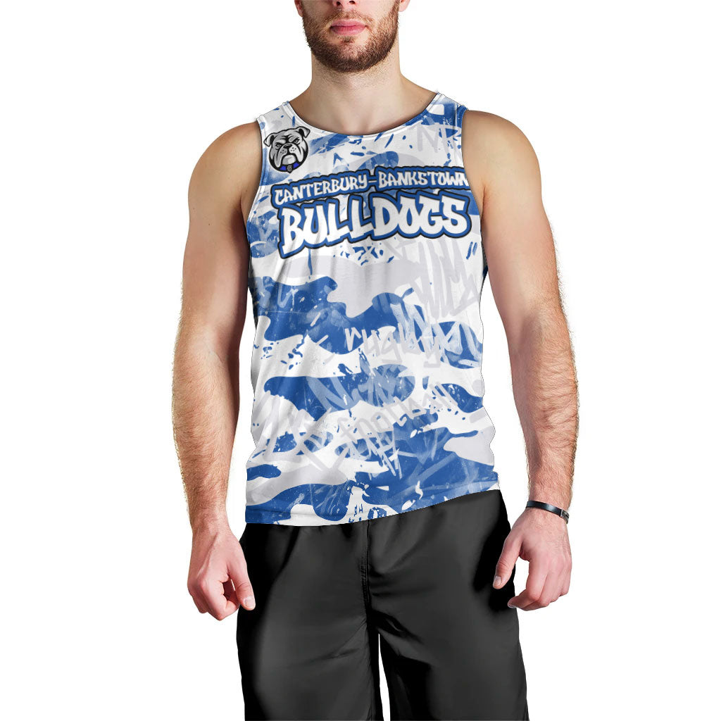 Canterbury-Bankstown Bulldogs Rugby Men Tank Top Graffiti Typography Urban Camo Abstract Street Style