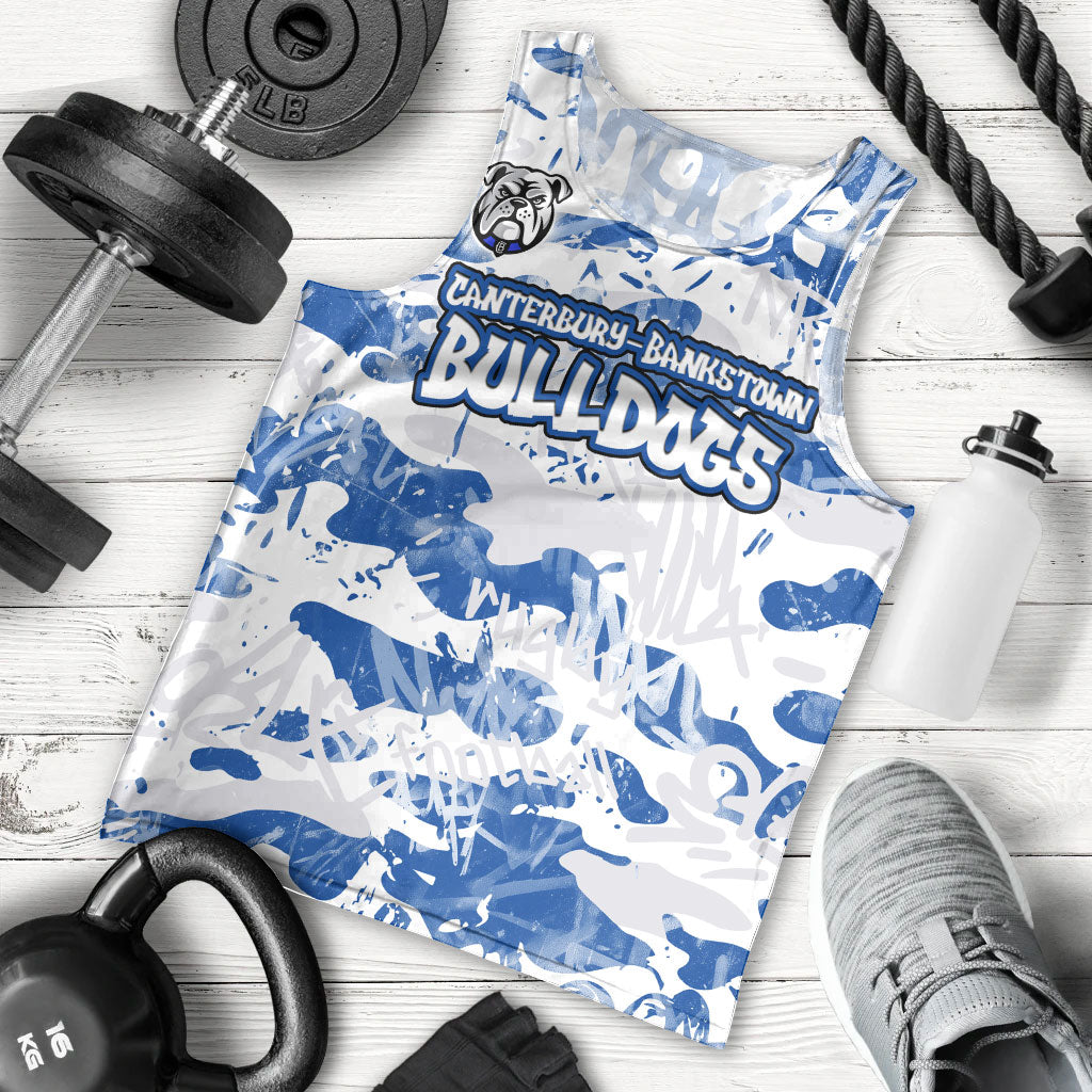 Canterbury-Bankstown Bulldogs Rugby Men Tank Top Graffiti Typography Urban Camo Abstract Street Style