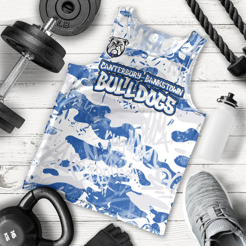 Canterbury-Bankstown Bulldogs Rugby Men Tank Top Graffiti Typography Urban Camo Abstract Street Style