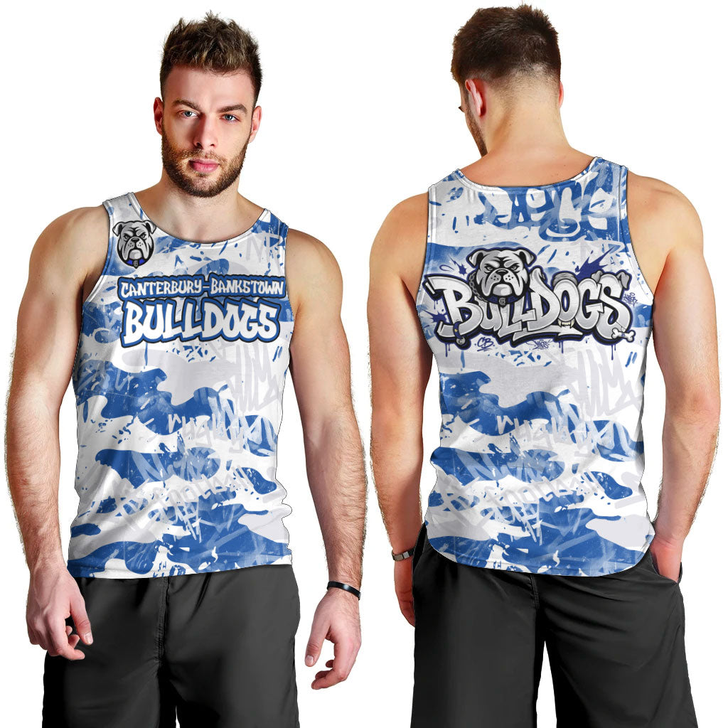 Canterbury-Bankstown Bulldogs Rugby Men Tank Top Graffiti Typography Urban Camo Abstract Street Style