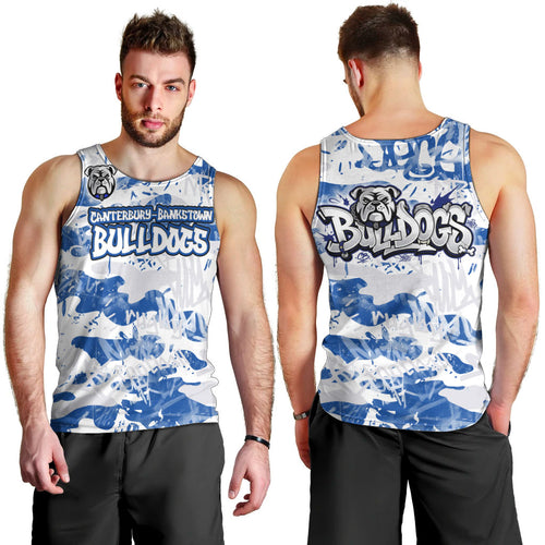 Canterbury-Bankstown Bulldogs Rugby Men Tank Top Graffiti Typography Urban Camo Abstract Street Style