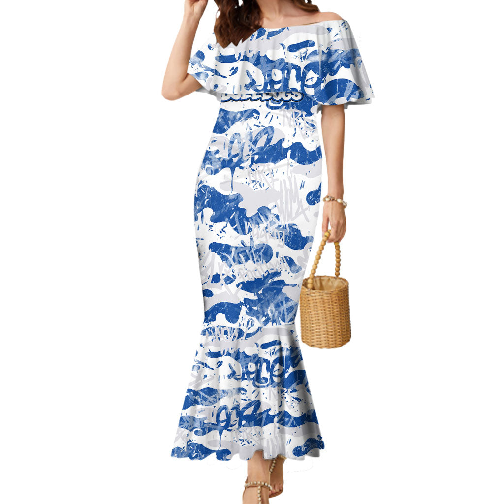 Canterbury-Bankstown Bulldogs Rugby Mermaid Dress Graffiti Typography Urban Camo Abstract Street Style