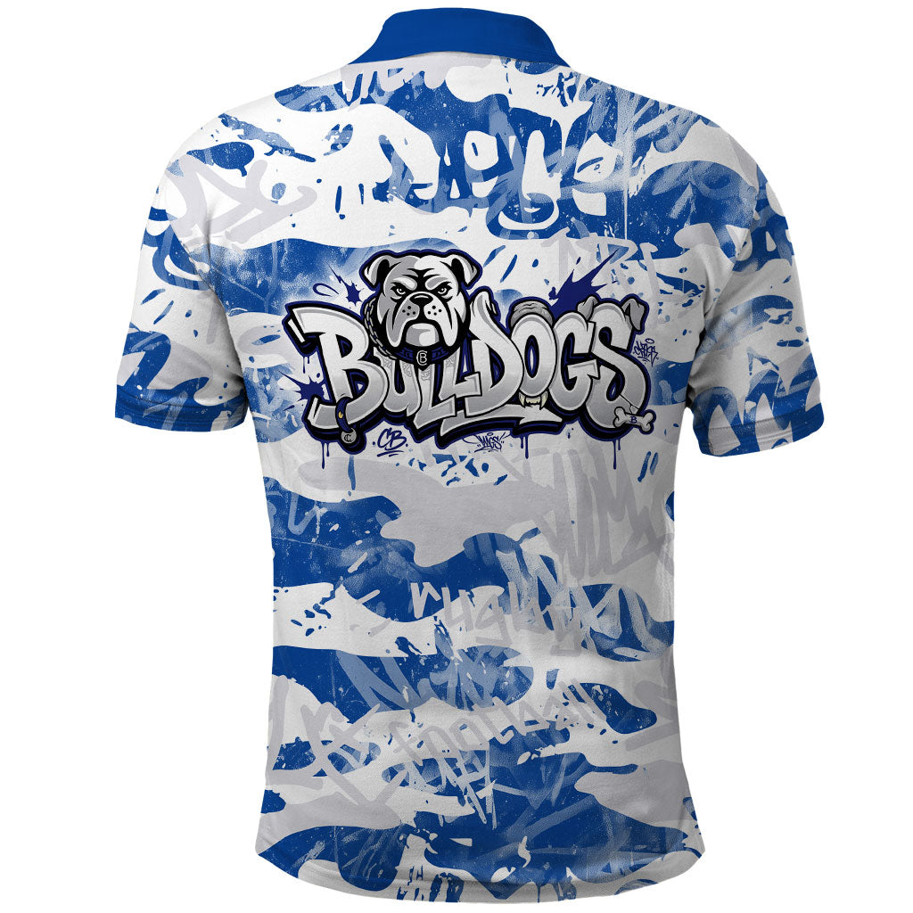 Canterbury-Bankstown Bulldogs Rugby Polo Shirt Graffiti Typography Urban Camo Abstract Street Style