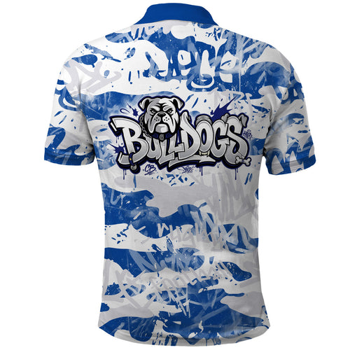 Canterbury-Bankstown Bulldogs Rugby Polo Shirt Graffiti Typography Urban Camo Abstract Street Style