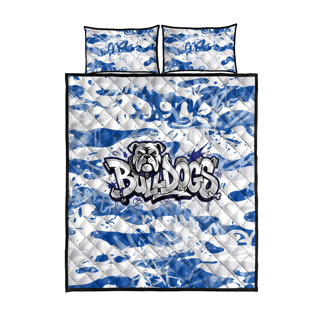 Canterbury-Bankstown Bulldogs Rugby Quilt Bed Set Graffiti Typography Urban Camo Abstract Street Style