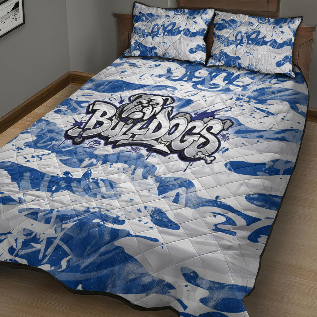 Canterbury-Bankstown Bulldogs Rugby Quilt Bed Set Graffiti Typography Urban Camo Abstract Street Style