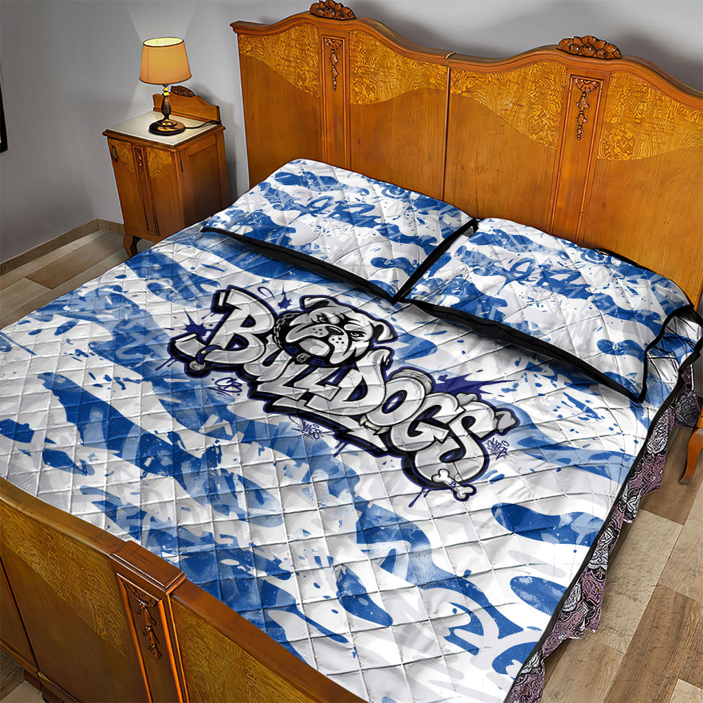 Canterbury-Bankstown Bulldogs Rugby Quilt Bed Set Graffiti Typography Urban Camo Abstract Street Style