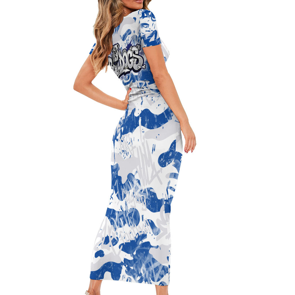 Canterbury-Bankstown Bulldogs Rugby Short Sleeve Bodycon Dress Graffiti Typography Urban Camo Abstract Street Style