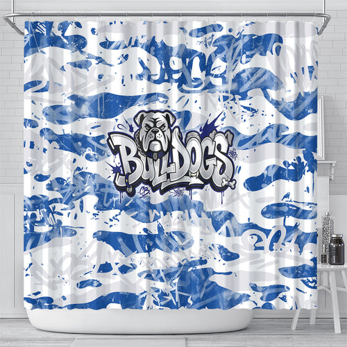 Canterbury-Bankstown Bulldogs Rugby Shower Curtain Graffiti Typography Urban Camo Abstract Street Style