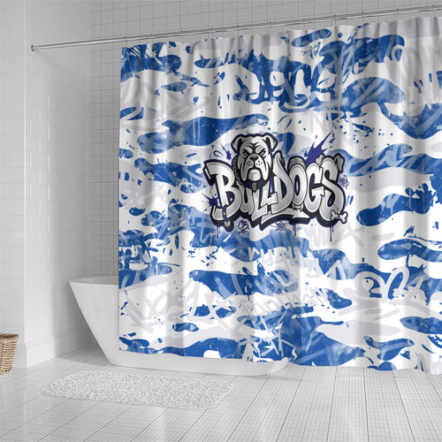 Canterbury-Bankstown Bulldogs Rugby Shower Curtain Graffiti Typography Urban Camo Abstract Street Style