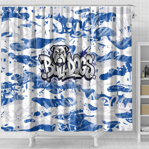 Canterbury-Bankstown Bulldogs Rugby Shower Curtain Graffiti Typography Urban Camo Abstract Street Style