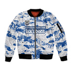 Canterbury-Bankstown Bulldogs Rugby Sleeve Zip Bomber Jacket Graffiti Typography Urban Camo Abstract Street Style