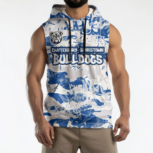 Canterbury-Bankstown Bulldogs Rugby Sleeveless Hoodie Graffiti Typography Urban Camo Abstract Street Style
