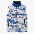 Canterbury-Bankstown Bulldogs Rugby Sleeveless Puffer Jacket Graffiti Typography Urban Camo Abstract Street Style