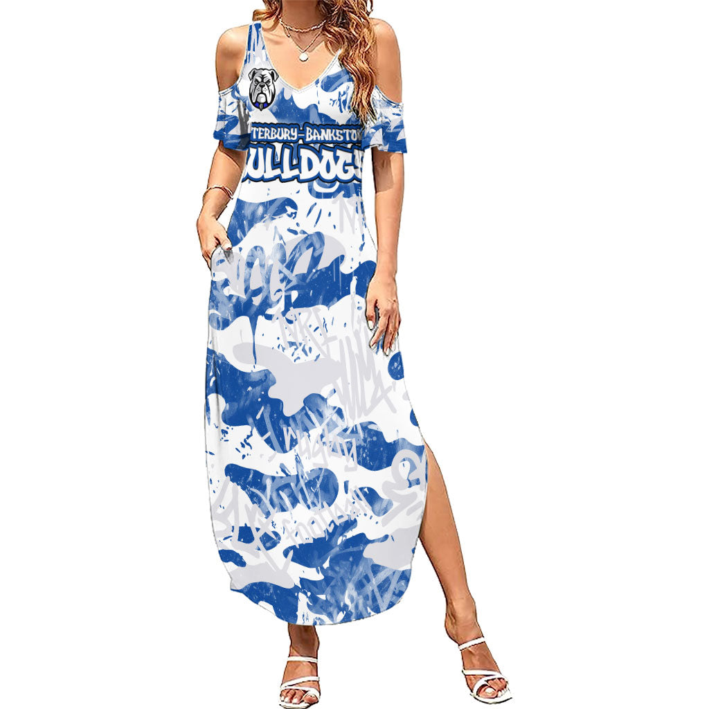 Canterbury-Bankstown Bulldogs Rugby Summer Maxi Dress Graffiti Typography Urban Camo Abstract Street Style