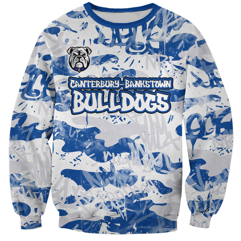 Canterbury-Bankstown Bulldogs Rugby Sweatshirt Graffiti Typography Urban Camo Abstract Street Style