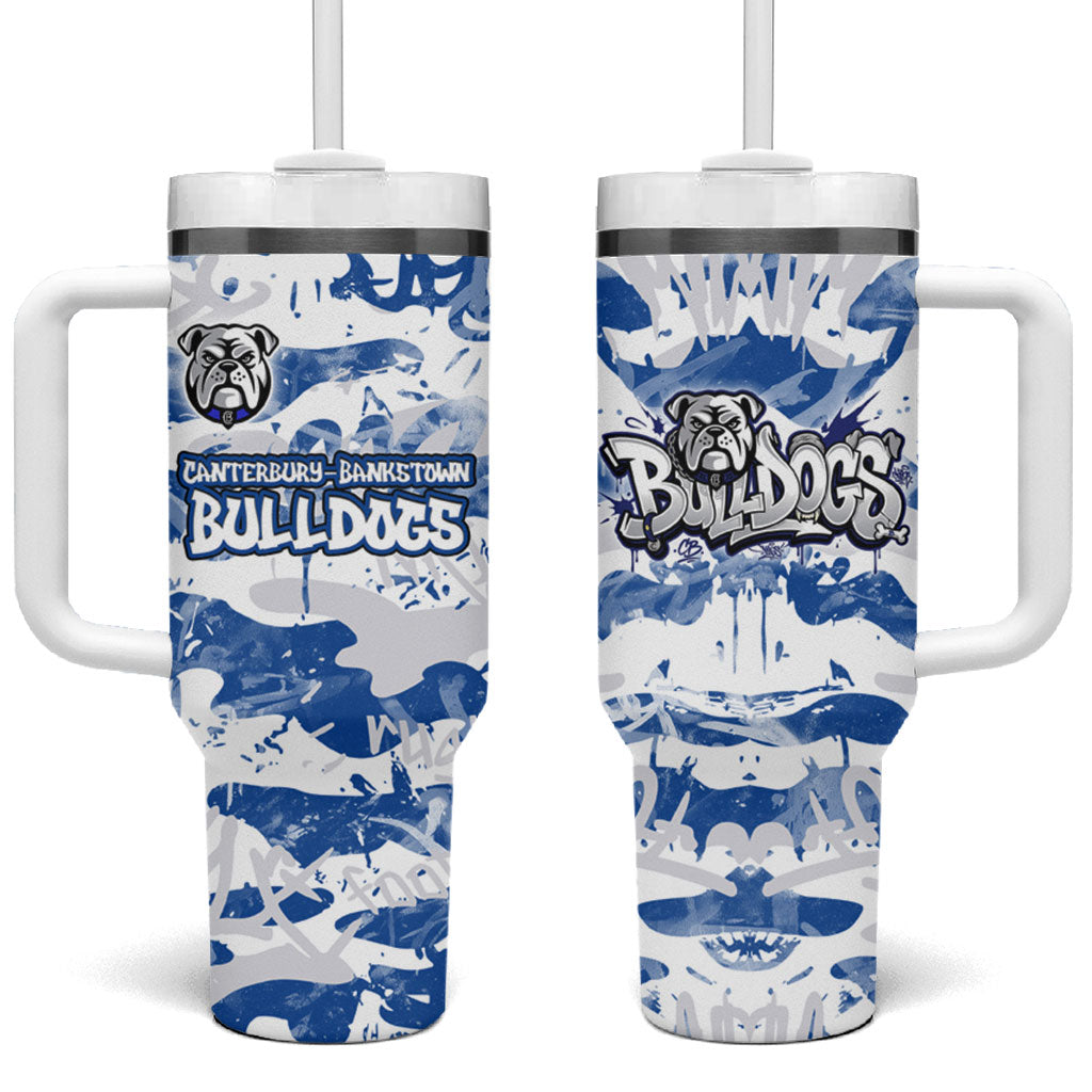 Canterbury-Bankstown Bulldogs Rugby Tumbler With Handle Graffiti Typography Urban Camo Abstract Street Style