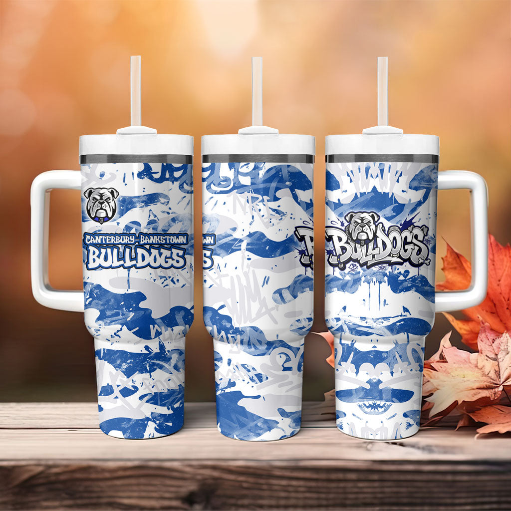Canterbury-Bankstown Bulldogs Rugby Tumbler With Handle Graffiti Typography Urban Camo Abstract Street Style