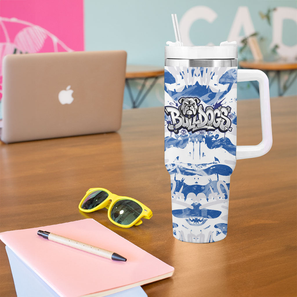Canterbury-Bankstown Bulldogs Rugby Tumbler With Handle Graffiti Typography Urban Camo Abstract Street Style