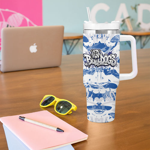 Canterbury-Bankstown Bulldogs Rugby Tumbler With Handle Graffiti Typography Urban Camo Abstract Street Style
