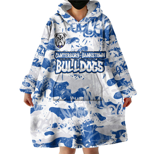 Canterbury-Bankstown Bulldogs Rugby Wearable Blanket Hoodie Graffiti Typography Urban Camo Abstract Street Style