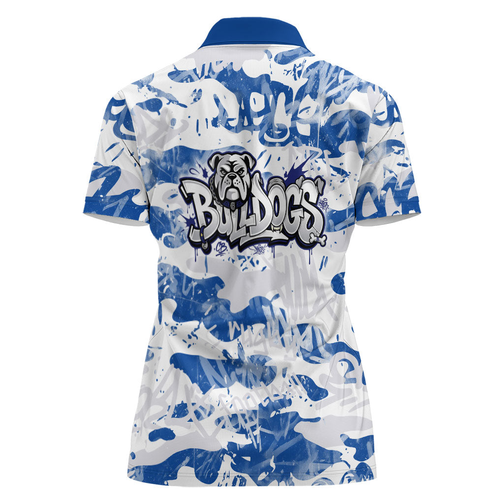 Canterbury-Bankstown Bulldogs Rugby Women Polo Shirt Graffiti Typography Urban Camo Abstract Street Style