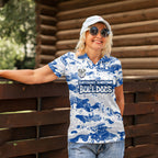 Canterbury-Bankstown Bulldogs Rugby Women Polo Shirt Graffiti Typography Urban Camo Abstract Street Style