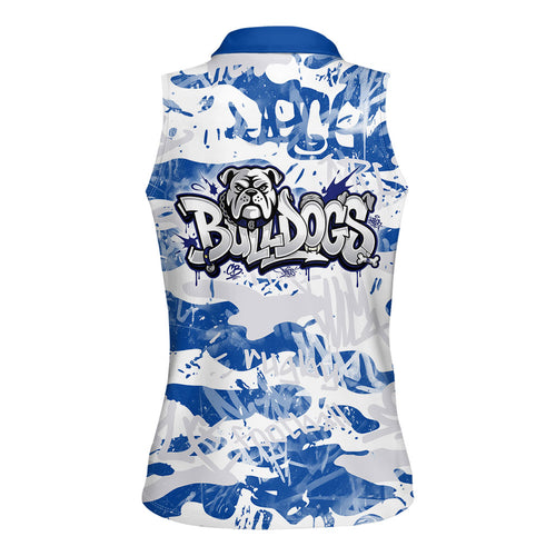 Canterbury-Bankstown Bulldogs Rugby Women Sleeveless Polo Shirt Graffiti Typography Urban Camo Abstract Street Style