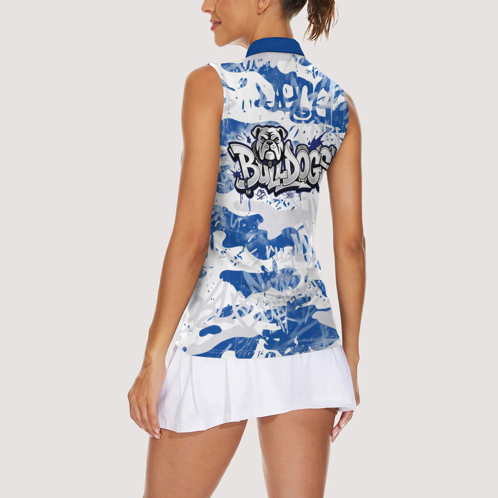 Canterbury-Bankstown Bulldogs Rugby Women Sleeveless Polo Shirt Graffiti Typography Urban Camo Abstract Street Style