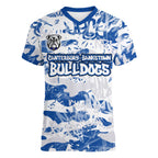 Canterbury-Bankstown Bulldogs Rugby Women V-Neck T-Shirt Graffiti Typography Urban Camo Abstract Street Style