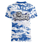 Canterbury-Bankstown Bulldogs Rugby Women V-Neck T-Shirt Graffiti Typography Urban Camo Abstract Street Style