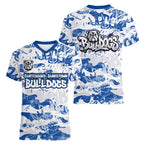 Canterbury-Bankstown Bulldogs Rugby Women V-Neck T-Shirt Graffiti Typography Urban Camo Abstract Street Style
