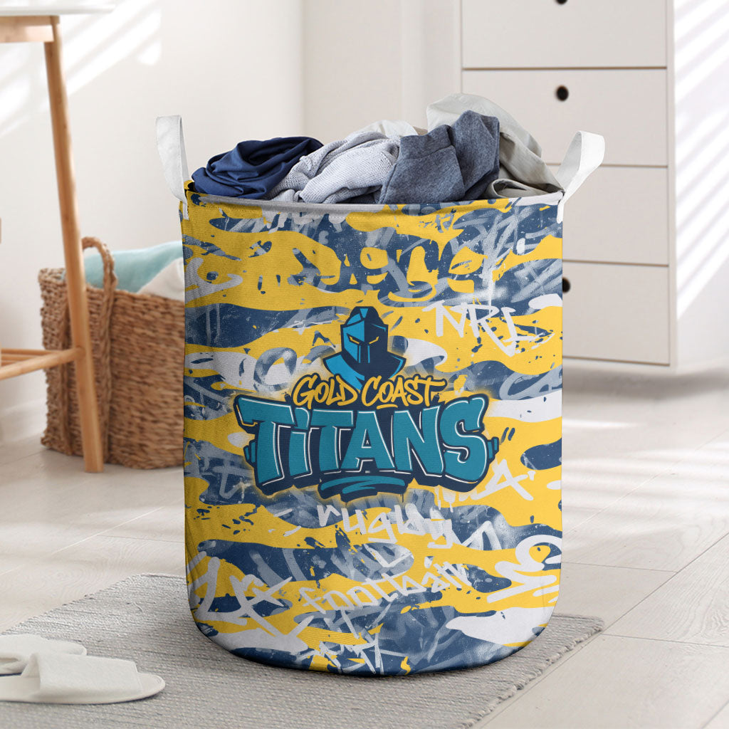 Gold Coast Titans Rugby Laundry Basket Graffiti Typography Urban Camo Abstract Street Style