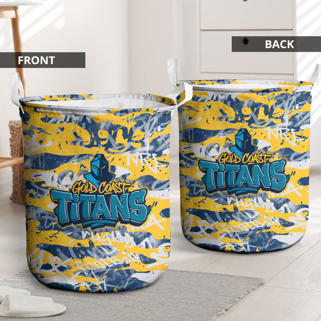 Gold Coast Titans Rugby Laundry Basket Graffiti Typography Urban Camo Abstract Street Style