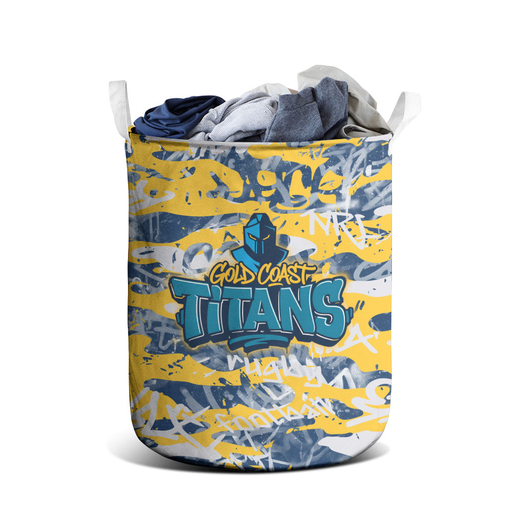Gold Coast Titans Rugby Laundry Basket Graffiti Typography Urban Camo Abstract Street Style