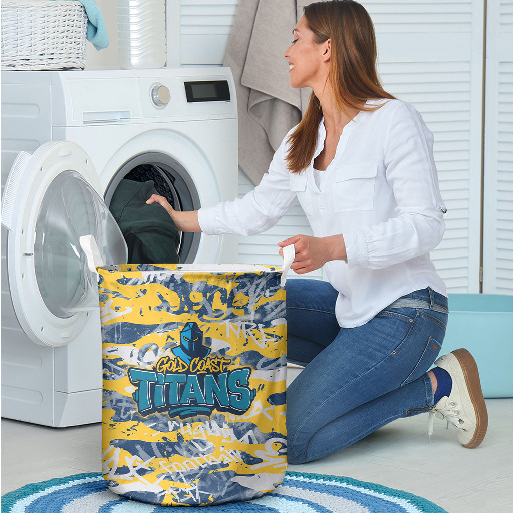 Gold Coast Titans Rugby Laundry Basket Graffiti Typography Urban Camo Abstract Street Style