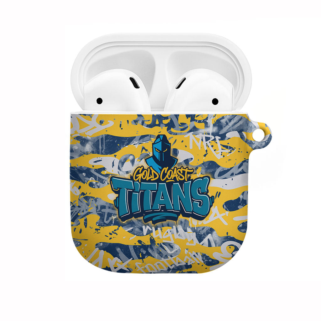 Gold Coast Titans Rugby AirPods Case Graffiti Typography Urban Camo Abstract Street Style