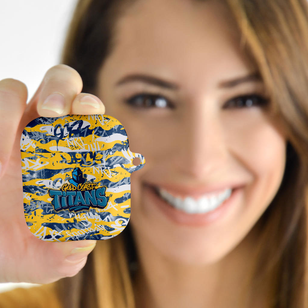 Gold Coast Titans Rugby AirPods Case Graffiti Typography Urban Camo Abstract Street Style