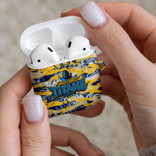 Gold Coast Titans Rugby AirPods Case Graffiti Typography Urban Camo Abstract Street Style