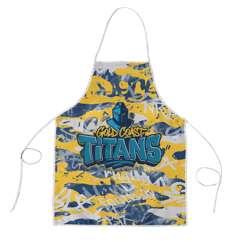 Gold Coast Titans Rugby Apron Graffiti Typography Urban Camo Abstract Street Style