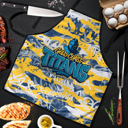 Gold Coast Titans Rugby Apron Graffiti Typography Urban Camo Abstract Street Style
