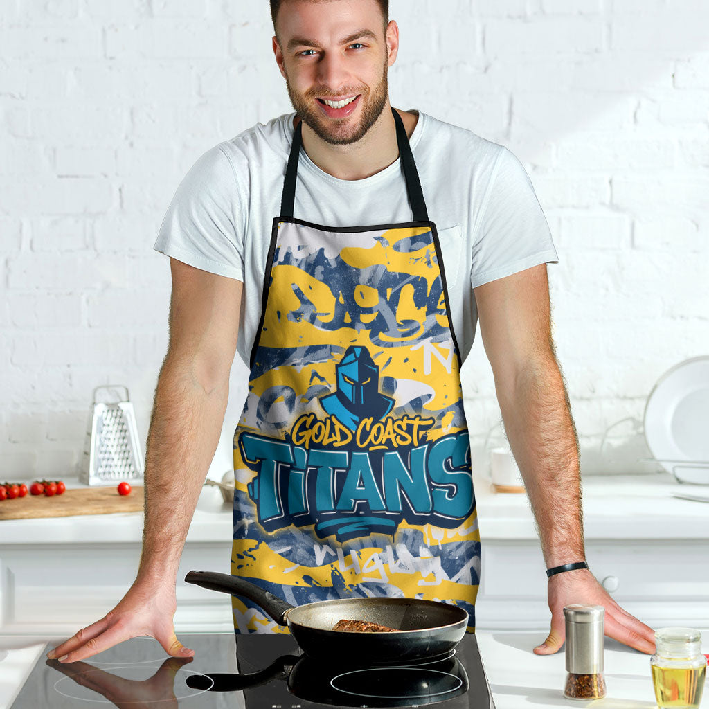 Gold Coast Titans Rugby Apron Graffiti Typography Urban Camo Abstract Street Style