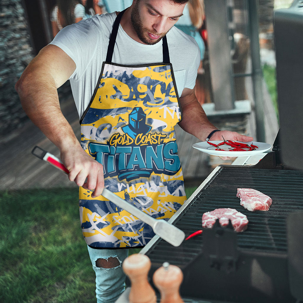 Gold Coast Titans Rugby Apron Graffiti Typography Urban Camo Abstract Street Style