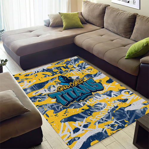 Gold Coast Titans Rugby Area Rug Graffiti Typography Urban Camo Abstract Street Style