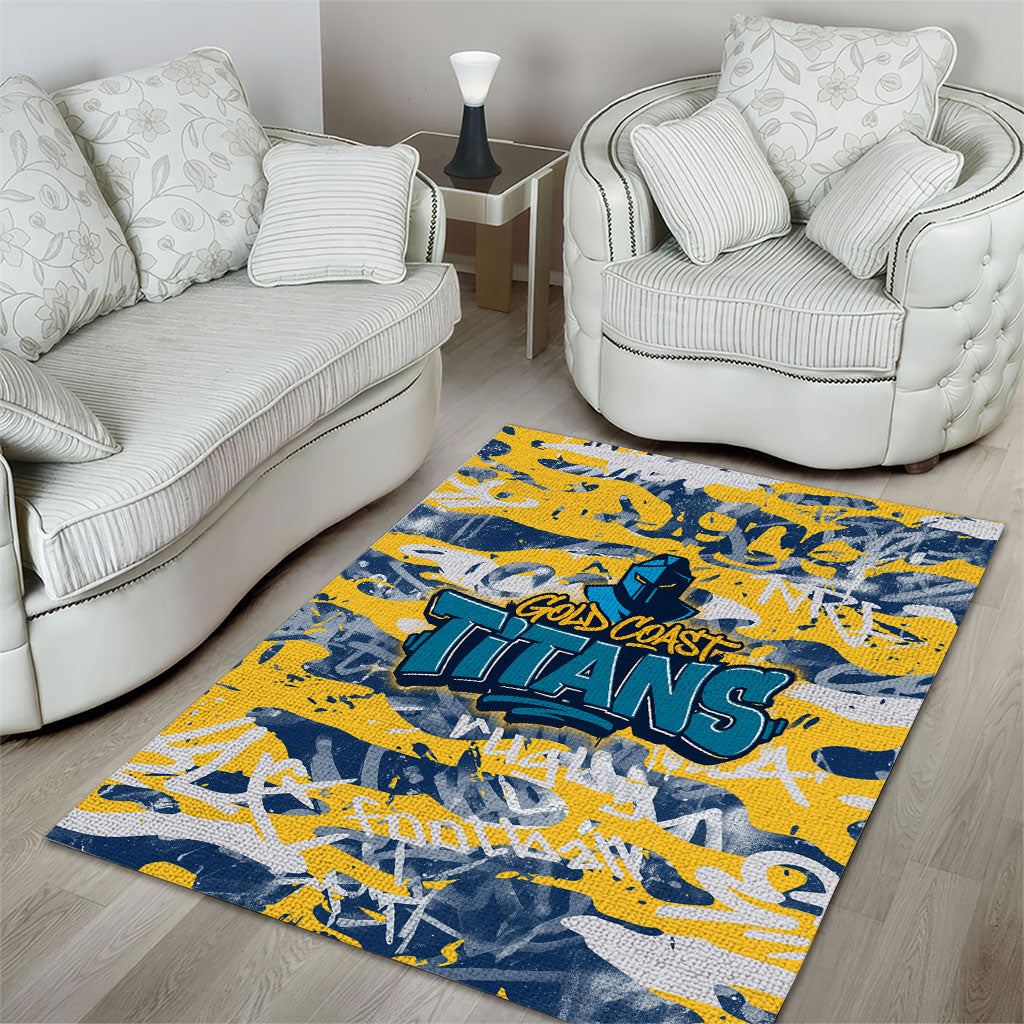 Gold Coast Titans Rugby Area Rug Graffiti Typography Urban Camo Abstract Street Style