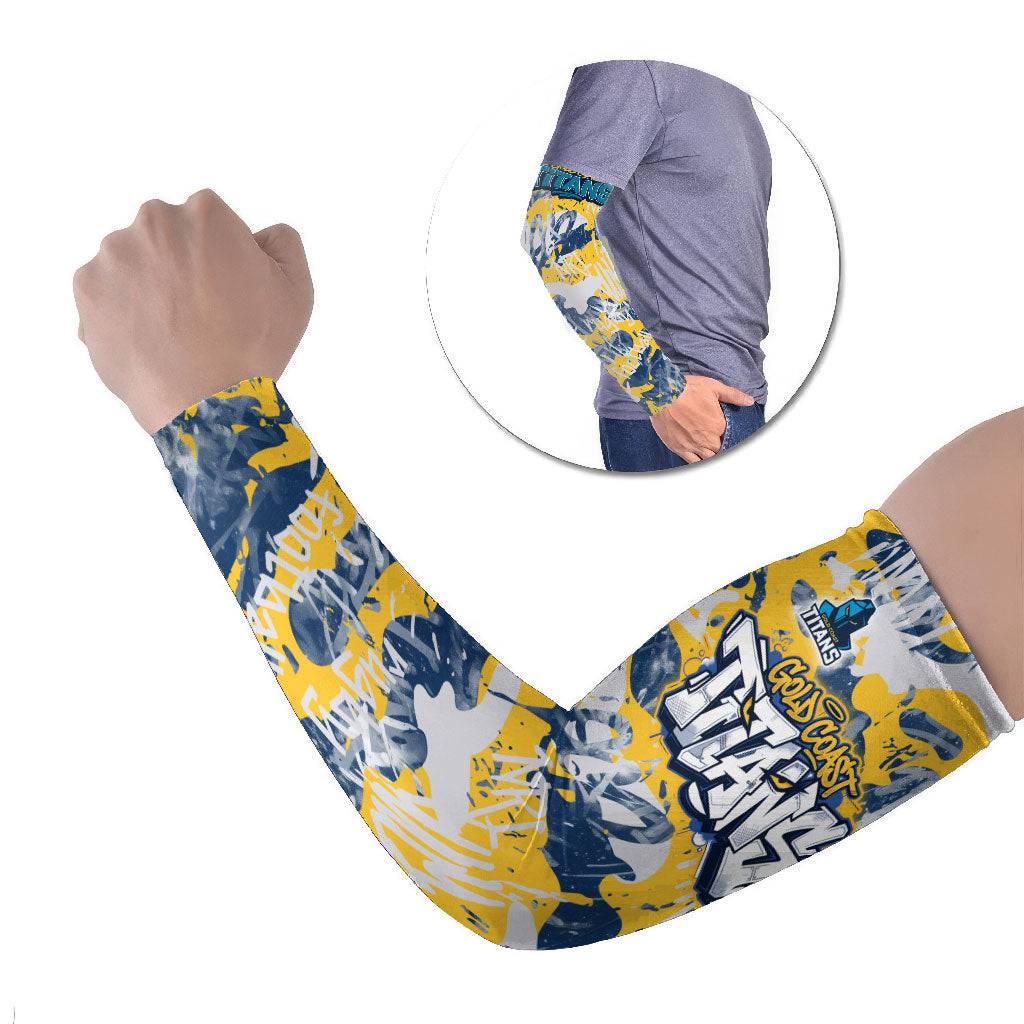 Gold Coast Titans Rugby Arm Sleeves Graffiti Typography Urban Camo Abstract Street Style