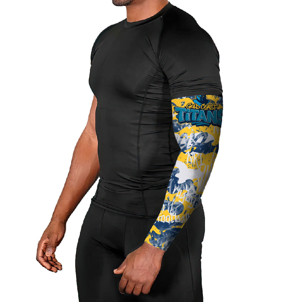 Gold Coast Titans Rugby Arm Sleeves Graffiti Typography Urban Camo Abstract Street Style