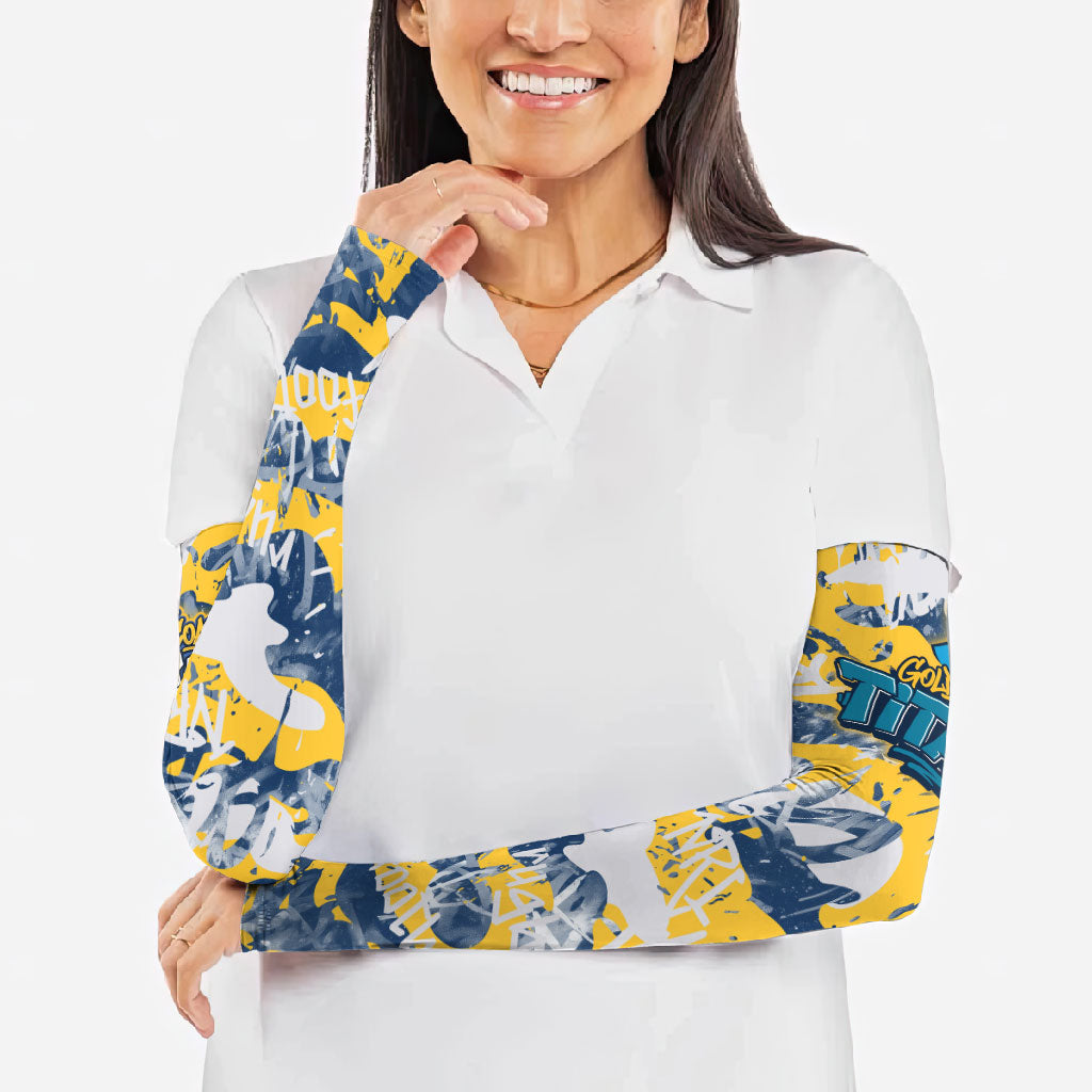Gold Coast Titans Rugby Arm Sleeves Graffiti Typography Urban Camo Abstract Street Style