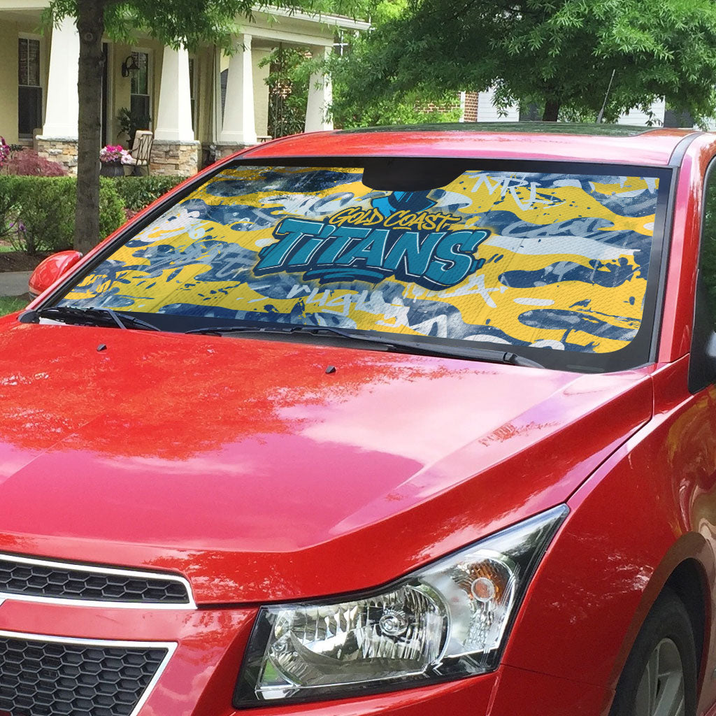 Gold Coast Titans Rugby Auto Sun Shade Graffiti Typography Urban Camo Abstract Street Style